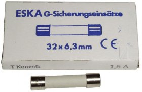 Eska Ceramic Fuse 6,3x32mm - 1,5a-t | Time Lag Ceramic Fuse | 32mm | 10 Pack