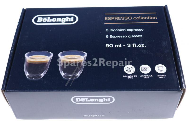 Cups - Dlsc300 5513284431 The Espresso Collection 90ml Set Of 6 Double Wall Glasses [Delonghi]