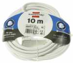 Brennenstuhl Power Supply Cable - 1161820220 Quality Plastic Extension Cable 10m H05vv-f 3g1.5 White With A Flat Plug And Double Coupling
