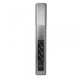 Bachmann Three-way Trailing Socket - 932 006 Casia 2 3x Socket 1x Usb Charger A-c Stainless Steel Look 2m