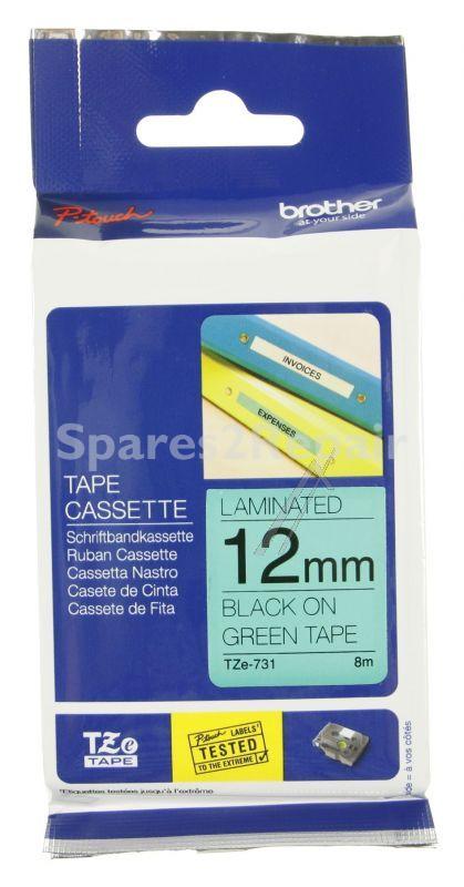 Brother Colour Cartridge - Tze731 Label Tape Brother Black-green 12mm-8m Laminated