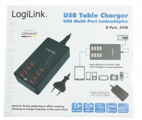 Logilink Usb Power Supplies - Pa0140 Multiport Usb Charger With 8 Usb Ports 44w