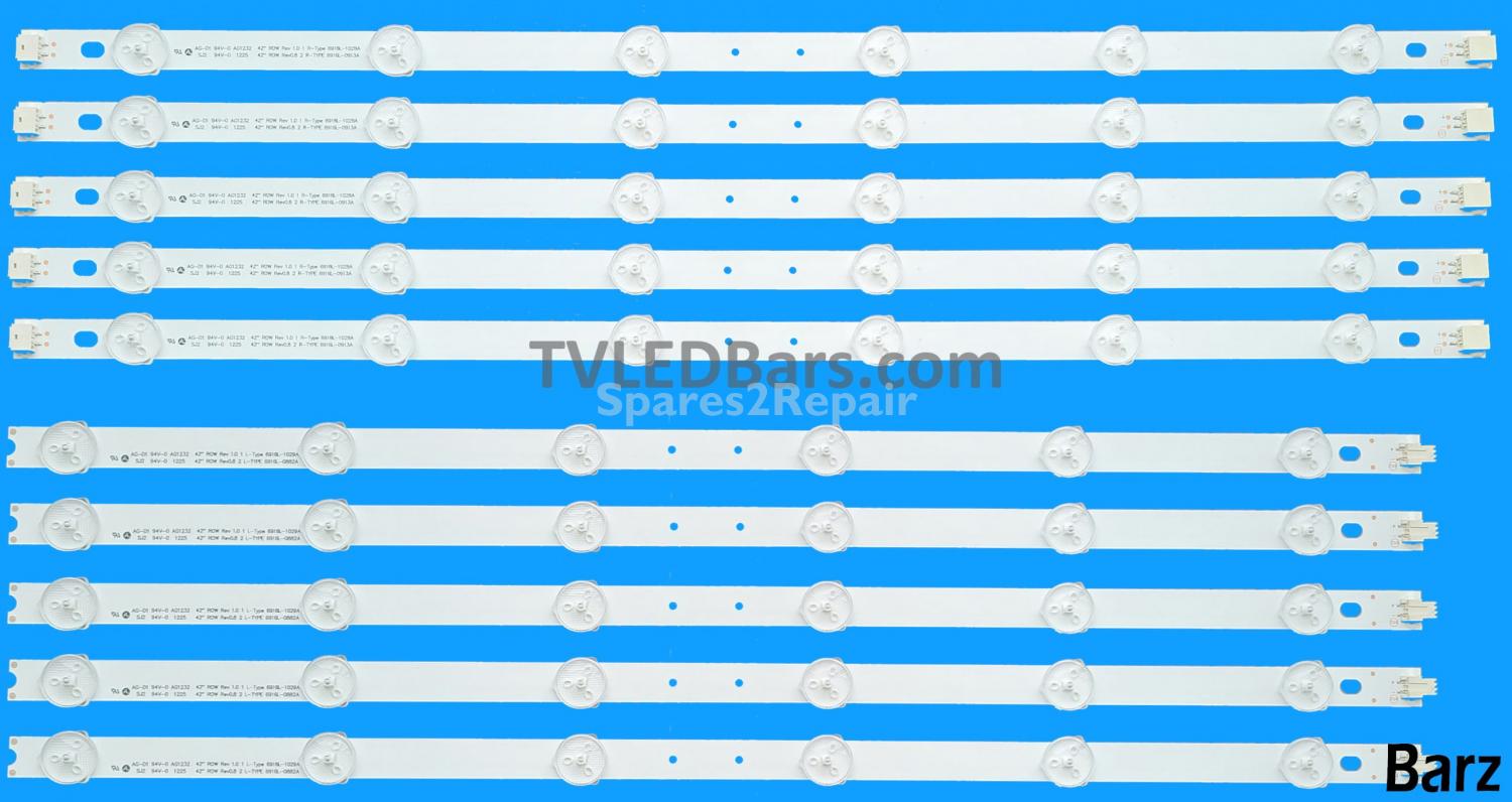 Barz LED Backlight Array LG 42LM3400 42LS3400 LC420DUN-SEU1 SEU2 SER1 SER2 6916L-1049A + 6916L-1050A 12pcs