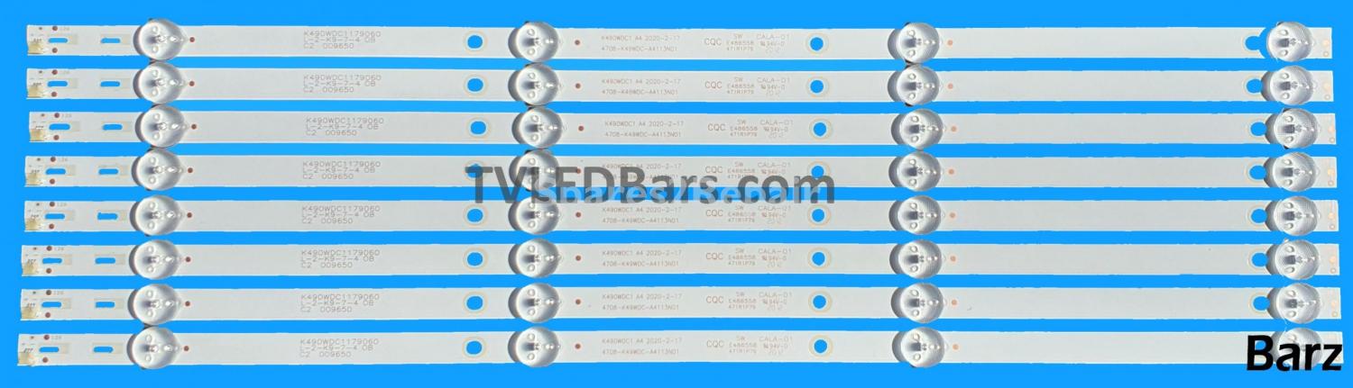 Barz LED Backlight Array Polaroid P49FN0038K 49" K490WDC1 K490WDC2 4708-K49WDC-A4113N01 8pcs