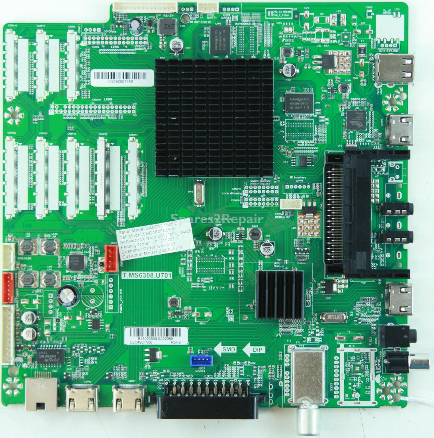 Bauhn B48-63UHDF - Main AV - LSC480FN06-W - LSC480FN06 - B15093500 - T.MS6308.U701