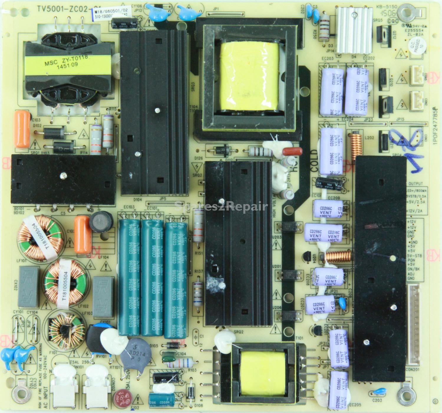 JVC LT-50C550 - Power Supply - TV5001-ZC02-01 - 1POF247785