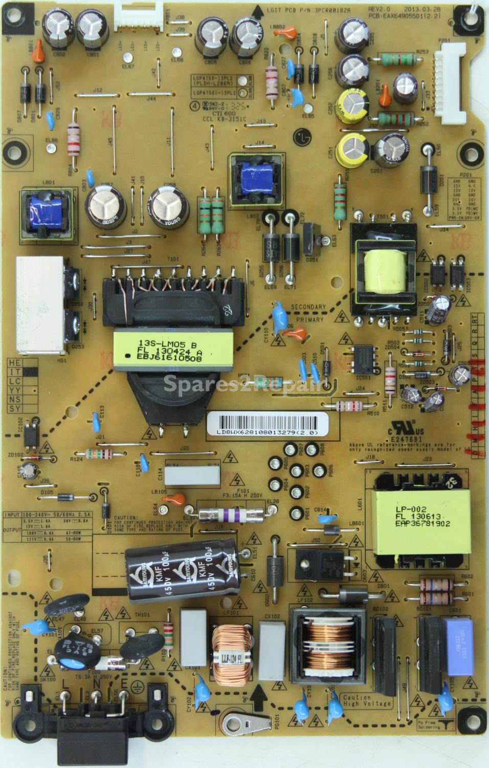 LG 47LA620V - Power Supply - EAY62810801 - EAX64905501(2.2) - REV2.0 - LGP4750-13PL2 - 3PCR00182A IT