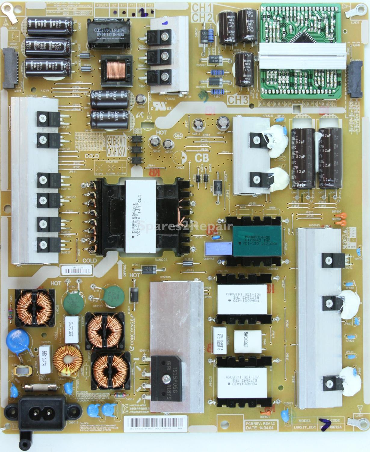 Samsung UE60H6240AK - PSU - BN44-00712A - REV:1.2 - L60X1T_EDY - HU10251-14063