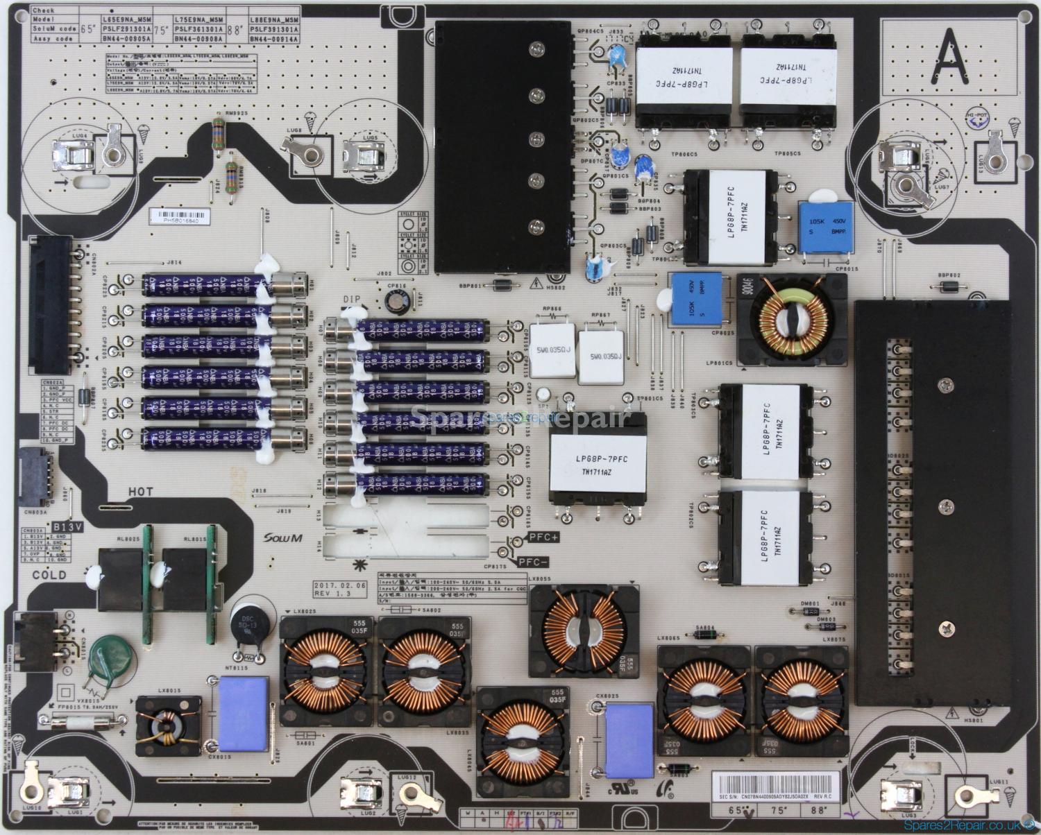 Samsung QE65Q9FAMT - Power Supply - BN44-00905A - REV 1.3 - PSLF291301A - L65E9NA_MSM